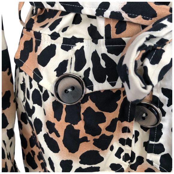 Andrade Collection Leopard Animal Print Trench Coat Rain Coach  Size S - Picture 3 of 11